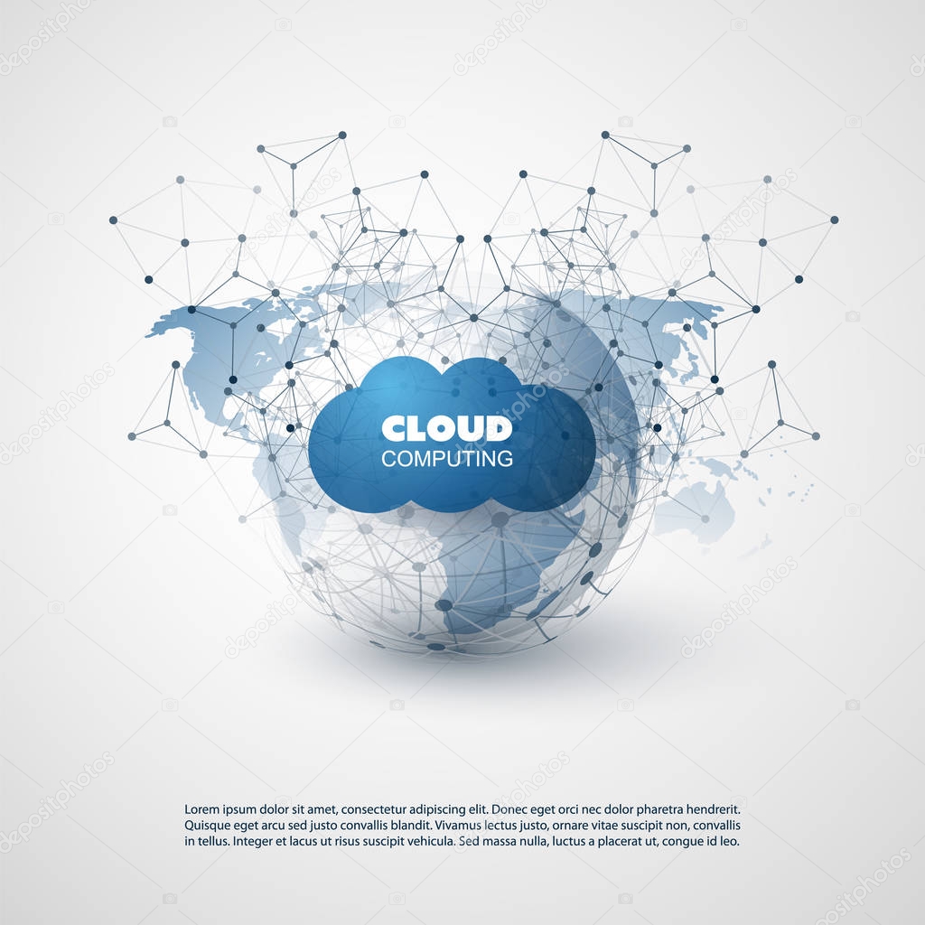 Cloud Computing Design Concept - Digital Network Connections, Technology Background