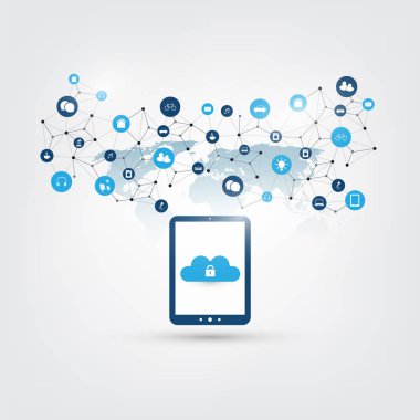 Cloud Computing tasarım kavramı - dijital ağ bağlantıları, teknolojik altyapı