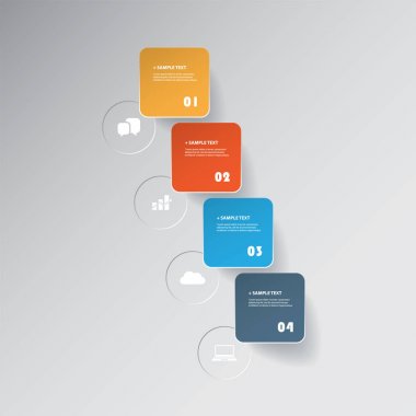 Kesme tarzı Infographics Tasarım - renkli Kağıt Modern ayarla Minimalist geometrik şekiller, Tur kareler ve daireler ile kutsal kişilerin resmi