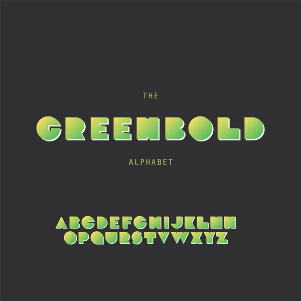 "GreenBold" Bold Font Set - Vector Design - Retro Style Typography — Stock Vector