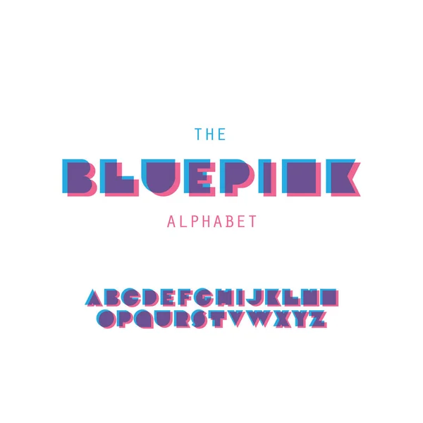 "BluePink "Ensemble de polices - Design vectoriel audacieux - Typographie de style rétro — Image vectorielle