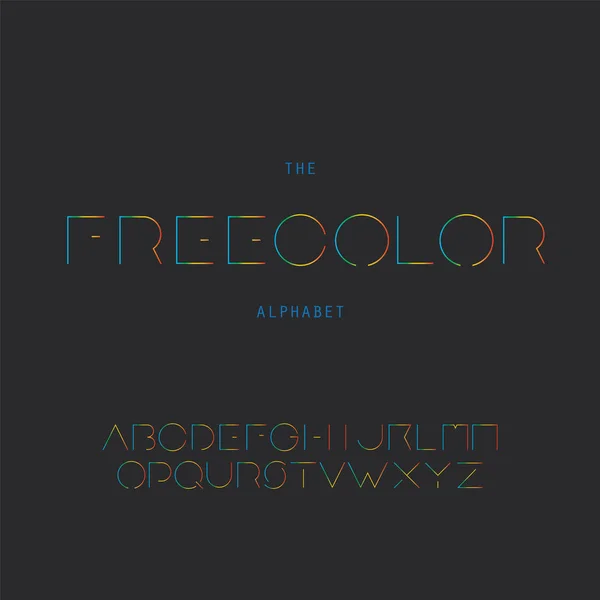 "Freecolor "- Moderno colorido audaz fuente conjunto de diseño - Estilo de arte de línea — Vector de stock