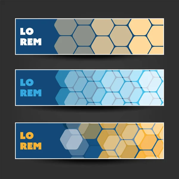 Reihe von horizontalen Banner- oder Header-Designs für Geschäftsankündigungen oder Web-Anzeigenvorlagen - Farben: blau, braun — Stockvektor