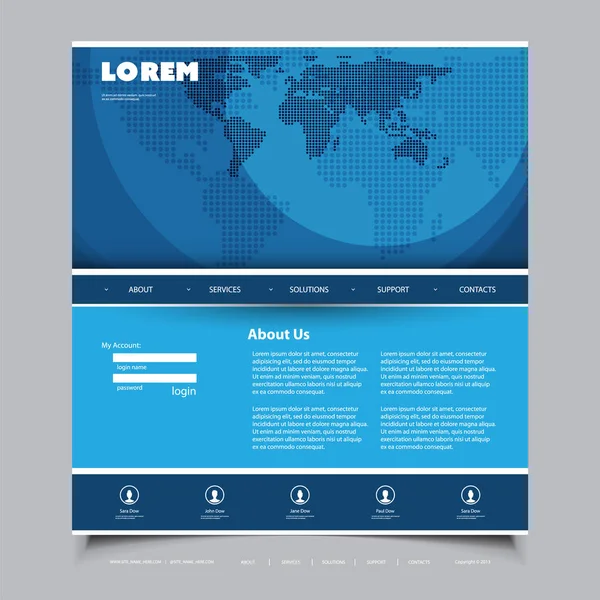 Affaires mondiales, Technologie - Conception de modèles de site Web avec carte du monde — Image vectorielle