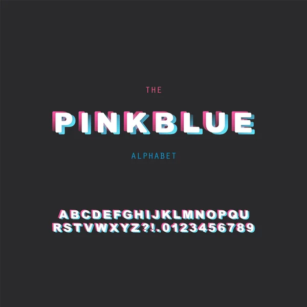 "PinkBlue" Bold Font Set - Vector Design - Retro Style Typography — Stock Vector