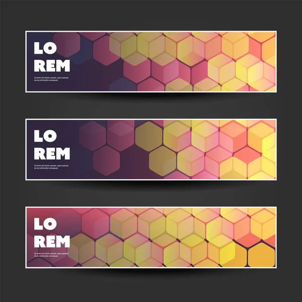 Conjunto de Banner Horizontal ou Designs de Cabeçalho para Anúncio de Negócios ou Modelos de Anúncio Web - Cores: Golden and Dark Purple — Vetor de Stock