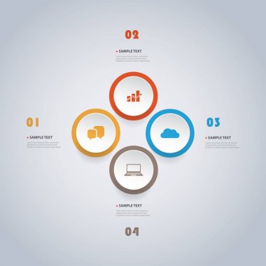Renkli Modern kağıt kesme tarzı Infographics tasarım - Minimalist geometrik şekiller, kutsal kişilerin resmi daireler