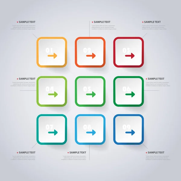 Kleurrijke moderne stijl Infographics Design - Set van minimalistische geometrische vormen, ronde pleinen — Stockvector