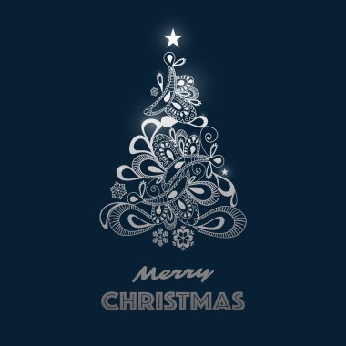 Süslü Noel Ağacı Tebrik Kartı - Soyut Tatil Arkaplanı, Yaratıcı Tasarım Şablonu