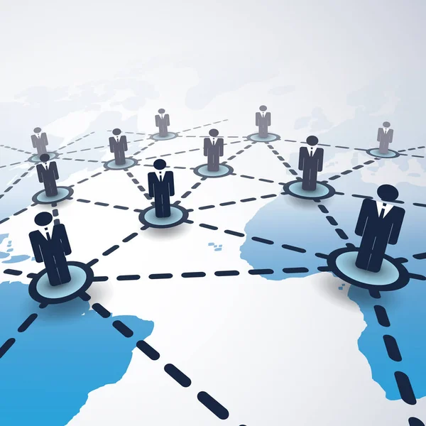 3D Global Business Network Connections Concept avec Connected — Image vectorielle