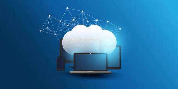 Concepto de diseño de computación en nube: conexiones digitales, tecnología — Archivo Imágenes Vectoriales