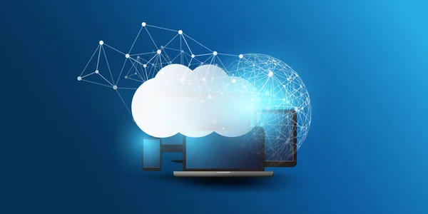 Koncepcja projektowania chmur obliczeniowych - połączenia cyfrowe, technologia — Wektor stockowy