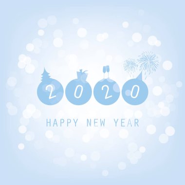 Modern Biçim Mavi Yeni Yıl Kartı, Kapak veya Arkaplan Tasarımı