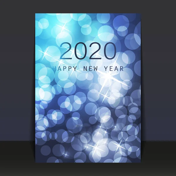 Ice Cold Blue Pattered Shimmering New Year Card, Flyer or Cover — Stock Vector