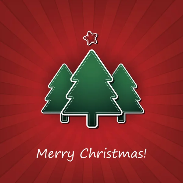 クリスマスツリー付きメリークリスマスカードテンプレートデザイン — ストックベクタ