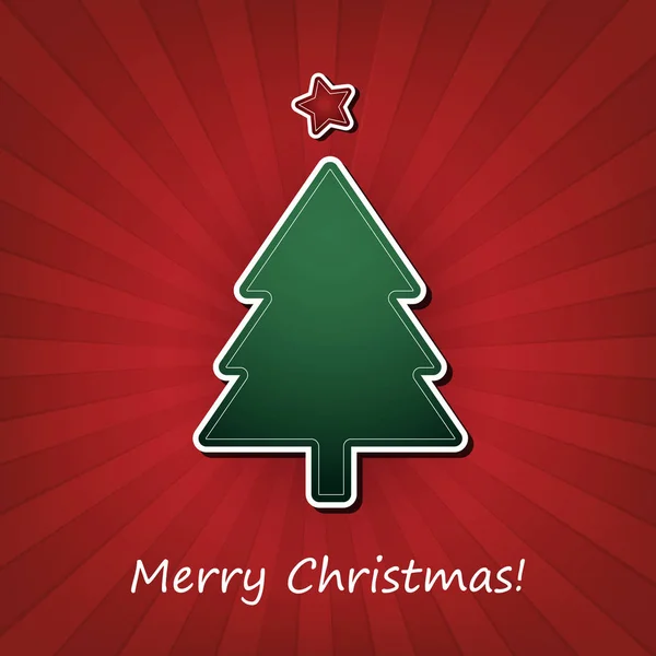 Design de modelo de cartão de Natal feliz com árvore de Natal —  Vetores de Stock