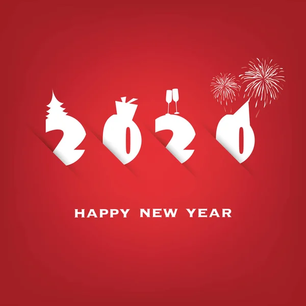 Cartão de ano novo vermelho e branco simples, capa ou design de fundo —  Vetores de Stock