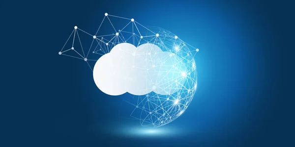 Koncepcja Projektowania Chmury Obliczeniowej Połączenia Cyfrowe Tło Technologiczne Kulą Ramy — Wektor stockowy
