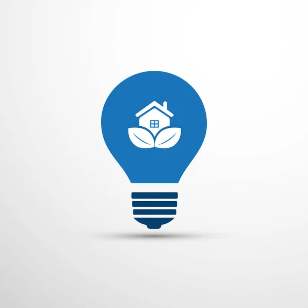 Blue Eco Energy Concept Icon Design Smart Home Huis Bladeren — Stockvector