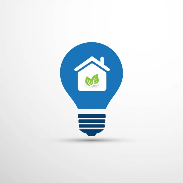 Blue Eco Energy Concept Icon Design Casa Intelligente Casa Foglie — Vettoriale Stock