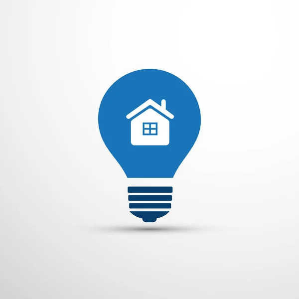 Blue Eco Energy Concept Icon Design Smart Home House Light — ストックベクタ