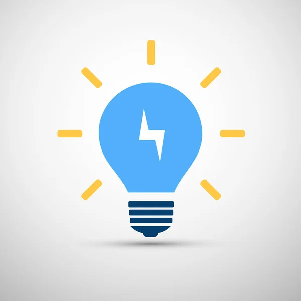Blue Eco Energy Concept Icon Design White Lightning Bolt Light — Stock Vector