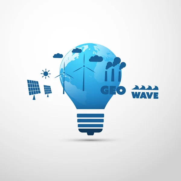 Blue Eco Energy Concept Icon Design Width Various Alternative Energy — 스톡 벡터