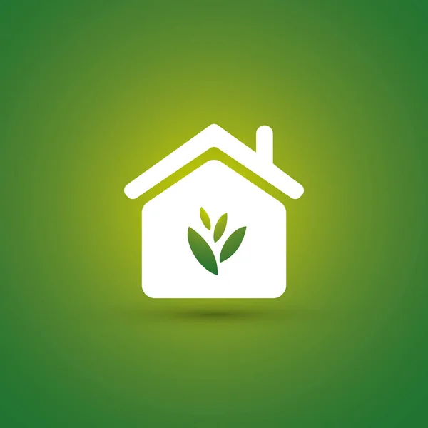 Eco Smart Home Concept Design Huis Icoon Met Bladeren — Stockvector