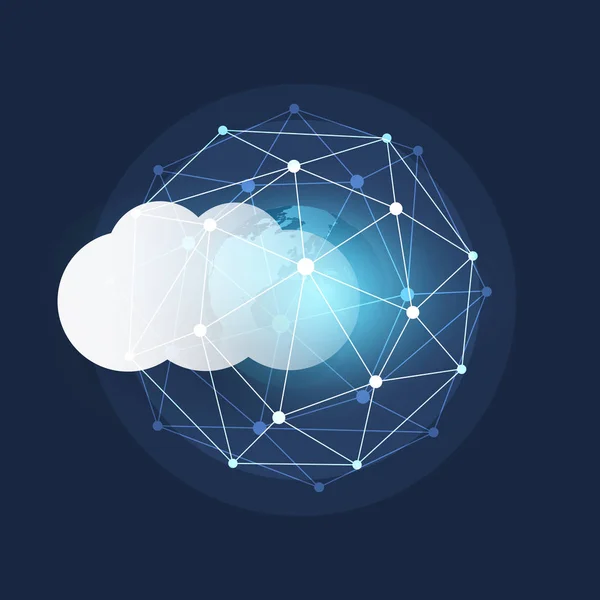 Futuristic Cloud Computing Design Concept Digital Connections Technology Background Earth — стоковий вектор