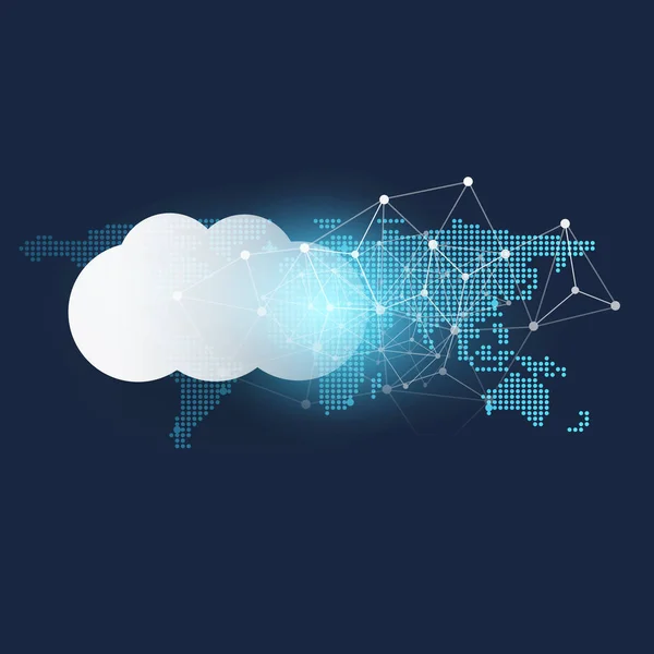 Concetto Progettazione Del Cloud Computing Connessioni Digitali Background Tecnologico Con — Vettoriale Stock