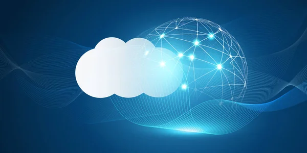 Futuristic Cloud Computing Design Concept Connessioni Digitali Sfondo Tecnologico Con — Vettoriale Stock