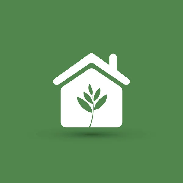 Eco Smart Home Concept Design Icono Casa Con Hojas — Vector de stock