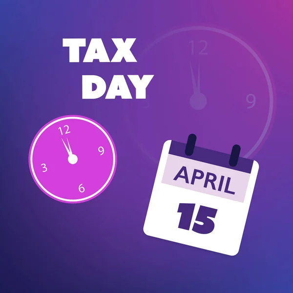 Modern Style Tax Day Reminder Concept Blauw Paars Kalender Ontwerp — Stockvector