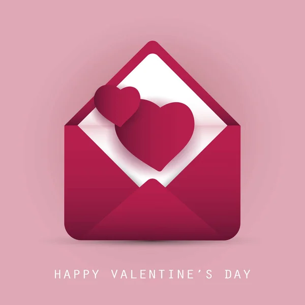 Valentinstag Karte Mit Umschlag Und Herzen — Stockvektor