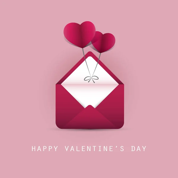 Valentine Day Card Envelope Flying Hearts — Stock Vector