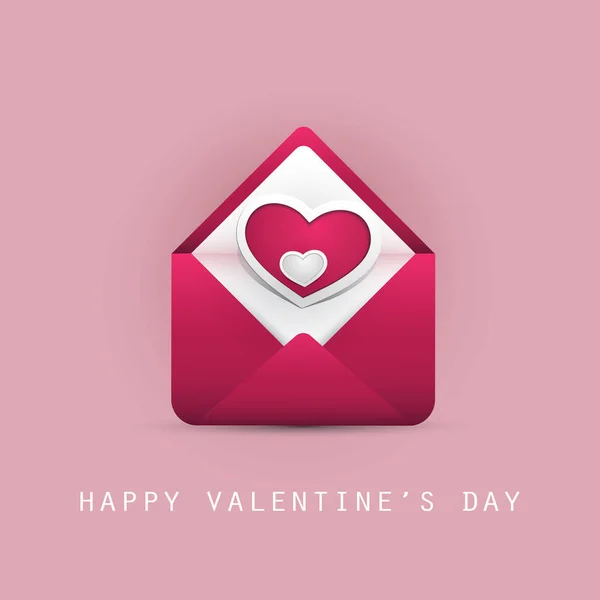 Valentinstag Karte Mit Umschlag Und Herzen — Stockvektor