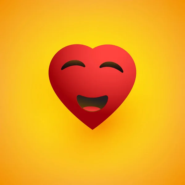 Smiling Face Valentine Day Heart Shaped Emoticon Yellow Background Vector — Stock Vector