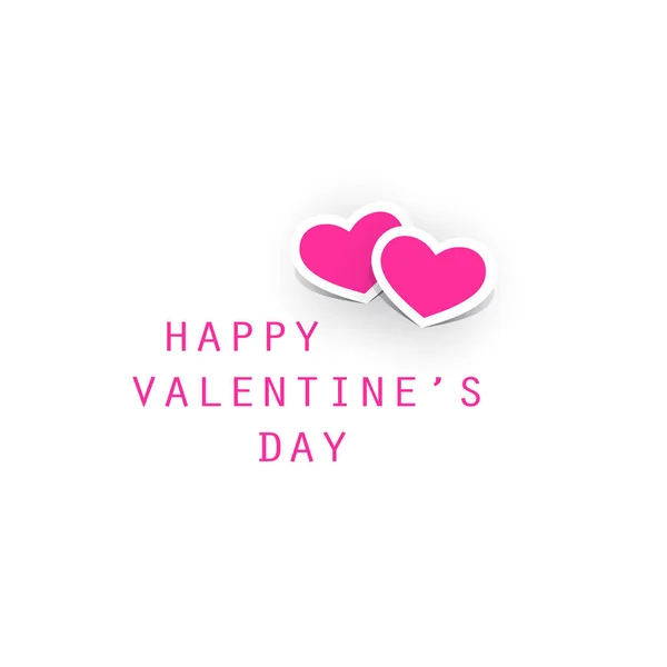 Valentine Day Card Two Pink Hearts Vector Design — Stock Vector