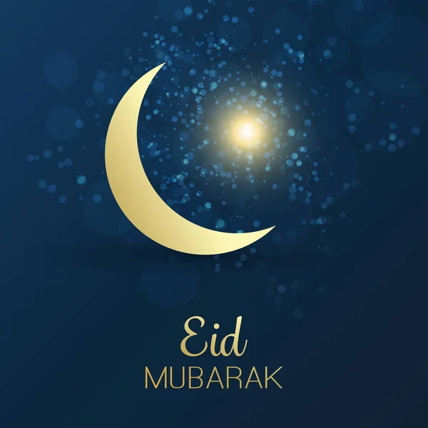 イスラム教徒のコミュニティ祭 Eid Mubarak 空に月 グリーティング カード — ストックベクタ