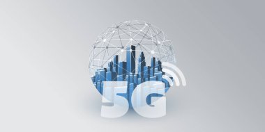 Smart City, çok ve 5g Mobil Ağ - Dijital Teknoloji Tasarımı Konsepti