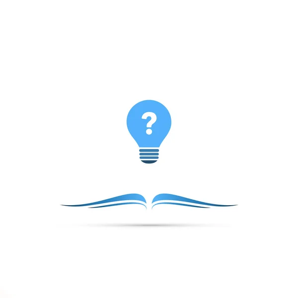 Open Book Light Bulb Question Mark Creative Ideas Concept Design — Stock Vector