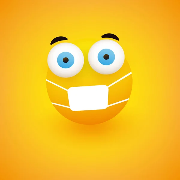 Emoji Peur Emoticon Préoccupé Avec Pop Out Yeux Masque Médical — Image vectorielle