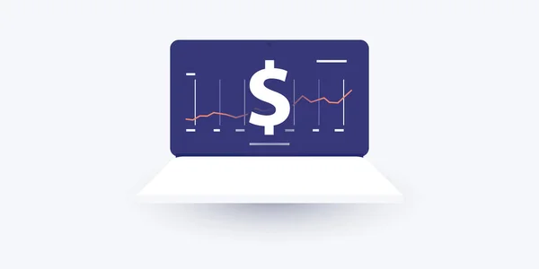 Notebook Computer Chart Dollar Sign Business Data Analysis Audit Investment — Wektor stockowy