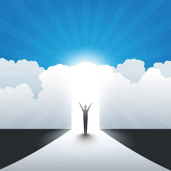 Nieuwe Mogelijkheden Hoop Dromen Business Solutions Finding Heaven Concept Man — Stockvector