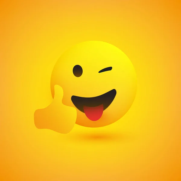 Emoji Sonriente Sobre Fondo Amarillo Emoticono Feliz Simple Con Ojo — Archivo Imágenes Vectoriales