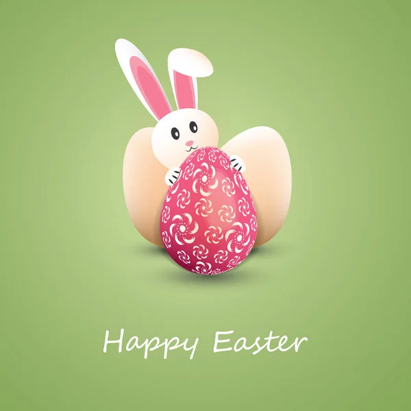 Happy Easter Card Met Grappige Konijntjes Paaseieren — Stockvector