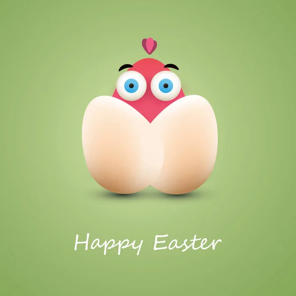 Funny Chicken Egg Happy Easter Card — Stock Vector