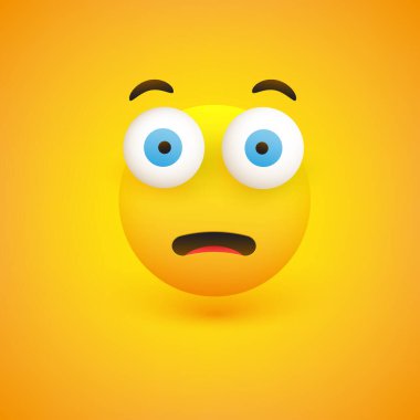Ürkütücü, Şaşırmış Yüz - Patlak Gözlü Duygu - Vektör Tasarımı
