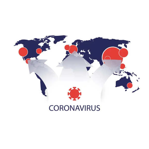 Coronavirus Sading All World Vector Design Concept World Map — 图库矢量图片