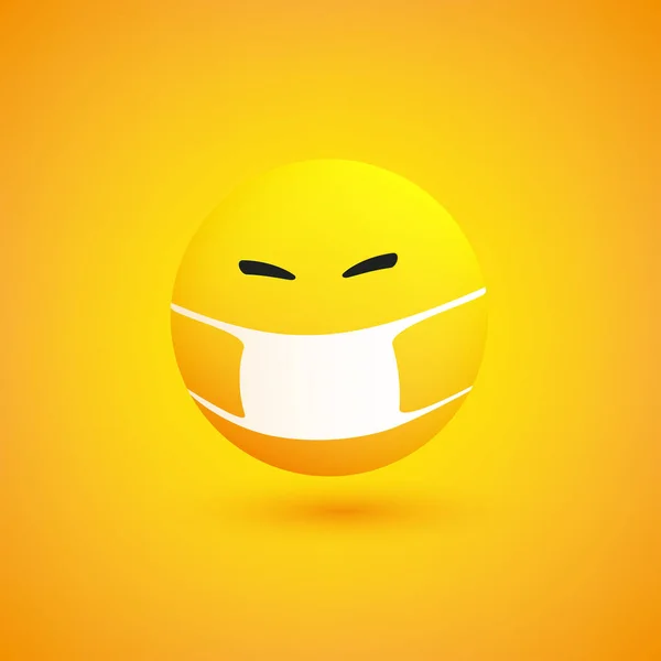 Emoji Travesso Emoticon Feliz Brilhante Simples Com Máscara Médica Fundo — Vetor de Stock